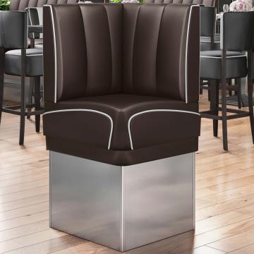 DINER 3 | Diner Eckbank | B:H 64 x 133 cm | Gestreift | Braun | Leder
