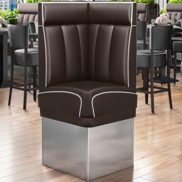 DINER 3 | Hjørnesofa til restaurant | B:H 64 x 153 cm | Stripete | brun | lær