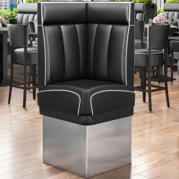 DINER 3 | Hjørnesofa til restaurant | B:H 64 x 153 cm | Stripete | Svart | lær