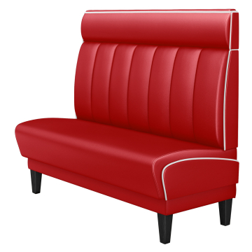 DINER 1 | American diner bås | B:H 140 x 123 cm | Randig | Röd | Läder