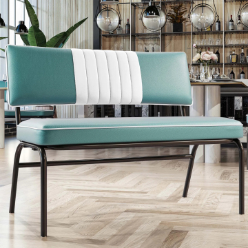 DIGISTER | American Diner Benk | Turkis | Stripete | B:H 110 x 48 cm | Stripete