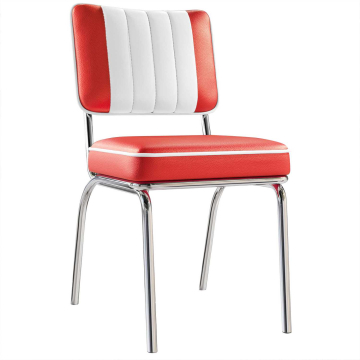 DINER STEEL CHROME | Dinerstol | rød | lær