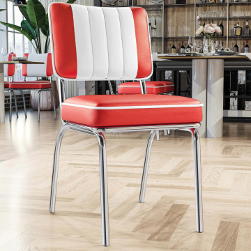 DINER STEEL CHROME | Dinerstol | rød | lær