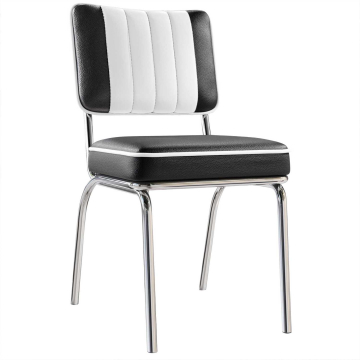 DINER STEEL CHROME | Dinerstol | Svart | lær