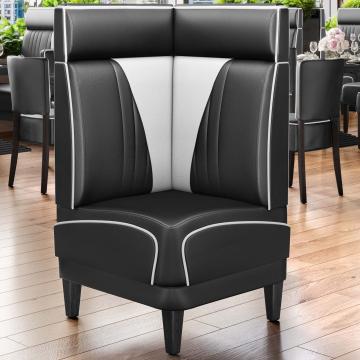 DINER VEGAS 1 | Diner Hoekbank | B:H 64 x 103 cm | V-quilten | Zwart | Leer