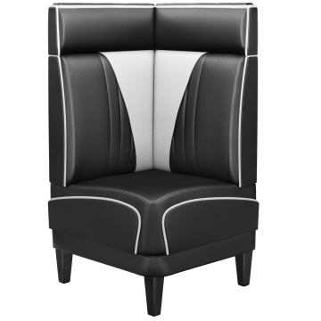 DINER VEGAS 1 | Diner Hoekbank | B:H 64 x 103 cm | V-quilten | Zwart | Leer