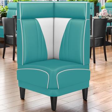 DINER VEGAS 1 | Diner Hoekbank | B:H 64 x 103 cm | V-quilten | Turquoise | Leer