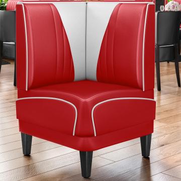 DINER VEGAS 1 | Diner Hoekbank | B:H 64 x 103 cm | V-quilten | Rood | Leer