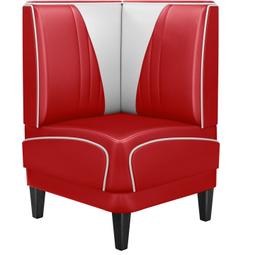 DINER VEGAS 1 | Diner Hoekbank | B:H 64 x 103 cm | V-quilten | Rood | Leer