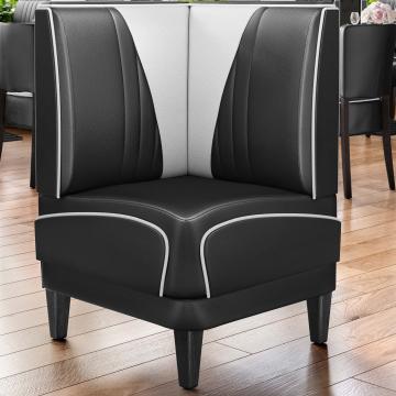 DINER VEGAS 1 | Diner Hoekbank | B:H 64 x 103 cm | V-quilten | Zwart | Leer