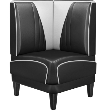 DINER VEGAS 1 | Diner Hoekbank | B:H 64 x 103 cm | V-quilten | Zwart | Leer