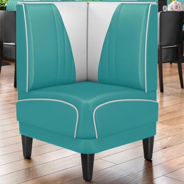 DINER VEGAS 1 | Diner Hoekbank | B:H 64 x 103 cm | V-quilten | Turquoise | Leer