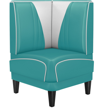 DINER VEGAS 1 | Diner Hoekbank | B:H 64 x 103 cm | V-quilten | Turquoise | Leer