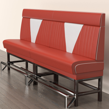 DINER VEGAS 1 | American Diner bänk | B:H 120 x 153 cm | V-quilting | Röd | Läder