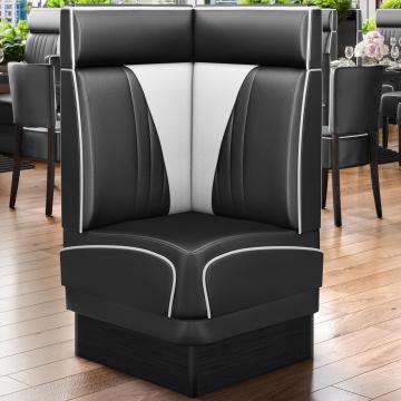 DINER VEGAS 2 | Diner Hoekbank | B:H 64 x 103 cm | V-quilten | Zwart | Leer