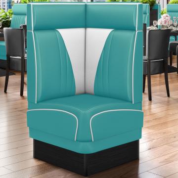 DINER VEGAS 2 | Diner Hoekbank | B:H 64 x 103 cm | V-quilten | Turquoise | Leer