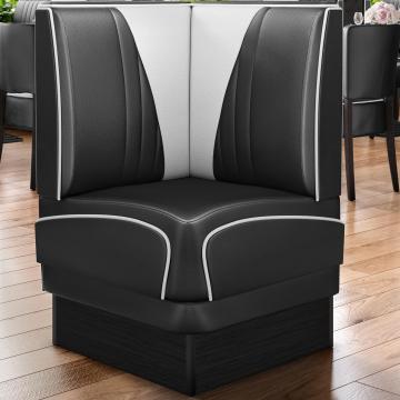 DINER VEGAS 2 | Diner Eckbank | B:H 64 x 103 cm | V-Steppung | Schwarz | Leder