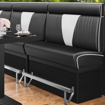 DINER VEGAS 2 | Høy restaurantsofa i diner stil | B: H 100 x 153 cm | V quilting | Svart | lær