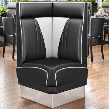 DINER VEGAS 3 | Diner Hoekbank | B:H 64 x 103 cm | V-quilten | Zwart | Leer