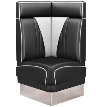 DINER VEGAS 3 | Diner Hoekbank | B:H 64 x 103 cm | V-quilten | Zwart | Leer