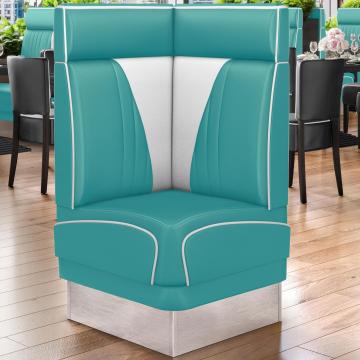 DINER VEGAS 3 | Diner Hoekbank | B:H 64 x 103 cm | V-quilten | Turquoise | Leer