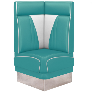 DINER VEGAS 3 | Diner Hoekbank | B:H 64 x 103 cm | V-quilten | Turquoise | Leer