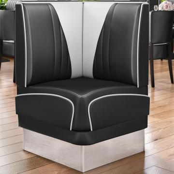 DINER VEGAS 3 | Diner Eckbank | B:H 64 x 103 cm | V-Steppung | Schwarz | Leder
