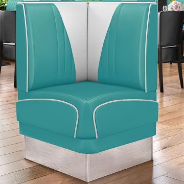 DINER VEGAS 3 | Diner Eckbank | B:H 64 x 103 cm | V-Steppung | Türkis | Leder