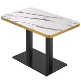 DM | Table de bistrot | 120 x 70 cm | H 74 cm | Marbre blanc | Structure : Noir