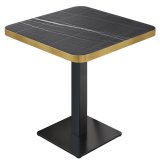 DM | Bistro Bord | 70 x 70 cm | H 74 cm | Sort Marmor | Understell: Sort