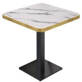 DM | Bistro Bord | 70 x 70 cm | H 74 cm | Hvid marmor | Ramme: Sort