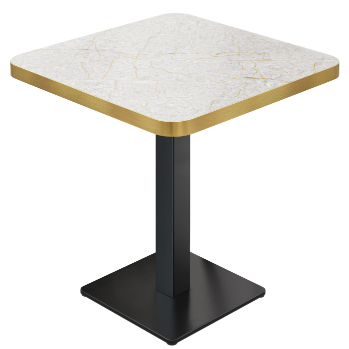 DM | Table bistro | 70 x 70 cm | H 74 cm | Marbre gris | Structure : Noir
