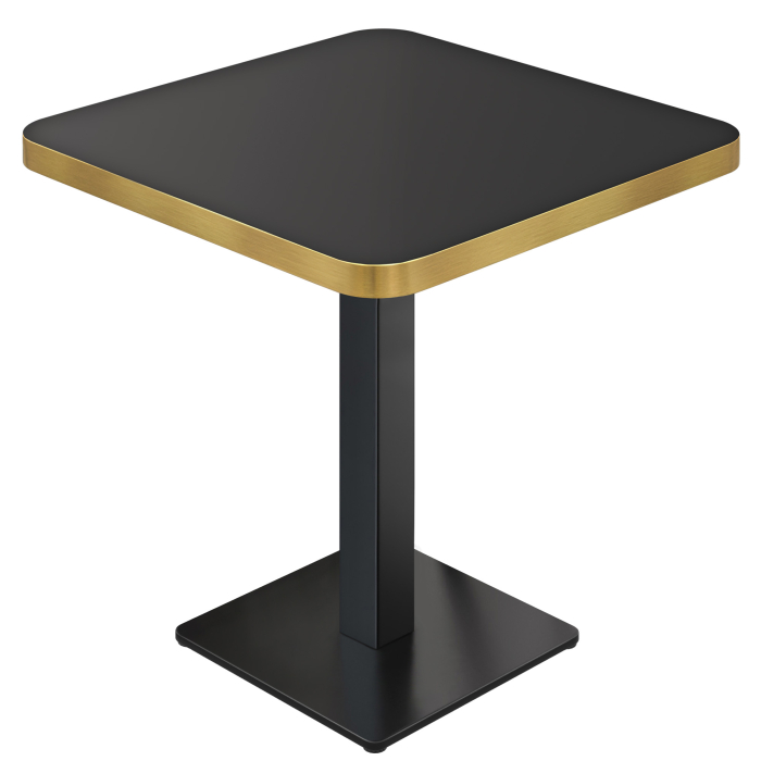 DM | Table Bistro | 70 x 70 cm | H 74 cm | Noir Brillant | Cadre : Noir