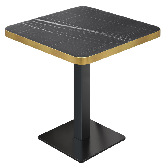 DM | Mesa de bistro | 70 x 70 cm | H 74 cm | Mármol negro | Marco: Negro