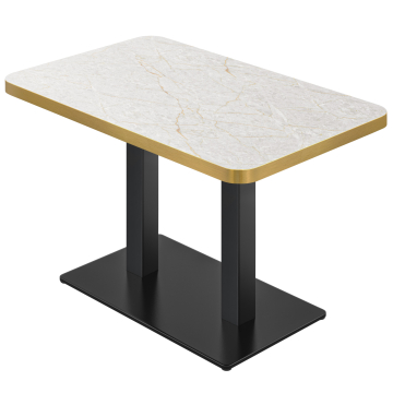 DM | Table de Bistro | 130 x 80 cm | H 74 cm | Marbre Gris | Structure : Noir