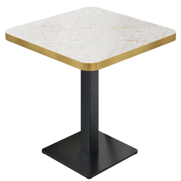 DM | Table bistro | 70 x 70 cm | H 74 cm | Marbre gris | Structure : Noir