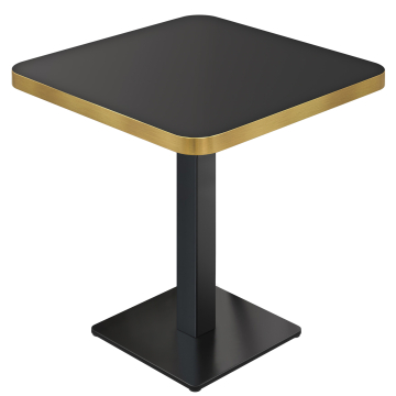 DM | Table Bistro | 70 x 70 cm | H 74 cm | Noir Brillant | Cadre : Noir