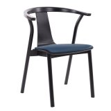 Ella | Bistro Wooden Chair | Velvet Seat | Blue