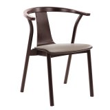 Ella | Bistro Wood Chair | Seat Leather | Taupe