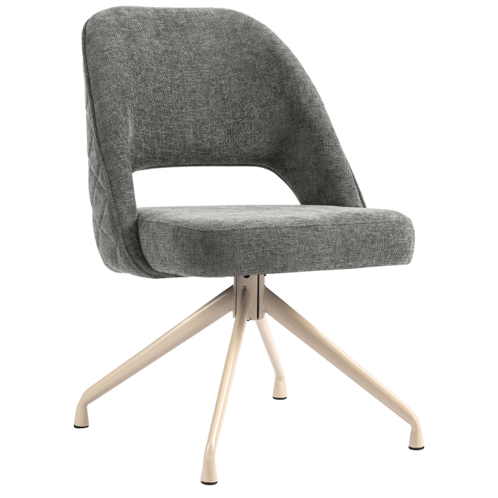 Eliana | Hotel Stuhl | Grau | Stoff/Textil | Drehfuß | Gestell Weiß