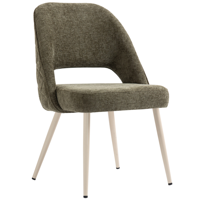 Eliana | Hotel Stuhl | Grün | Stoff/Textil | Gestell Weiß