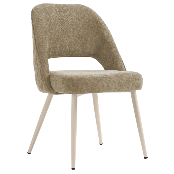 Eliana | Hotel Stuhl | Taupe | Samt | Gestell Weiß