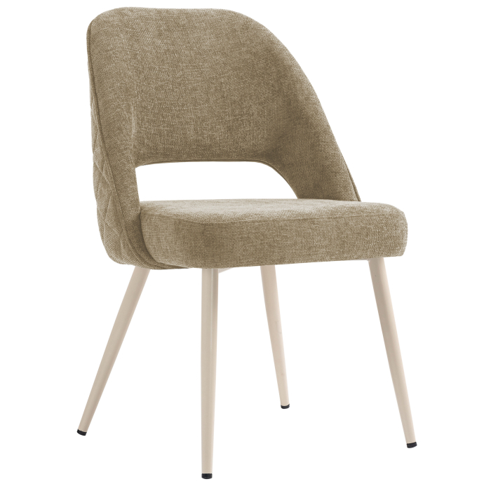 Eliana | Hotel Stuhl | Taupe | Stoff/Textil | Gestell Weiß