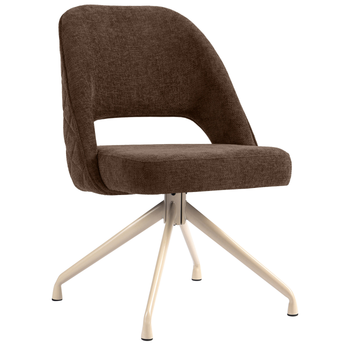 Eliana | Hotel Stuhl | Braun | Stoff/Textil | Drehfuß | Gestell Weiß