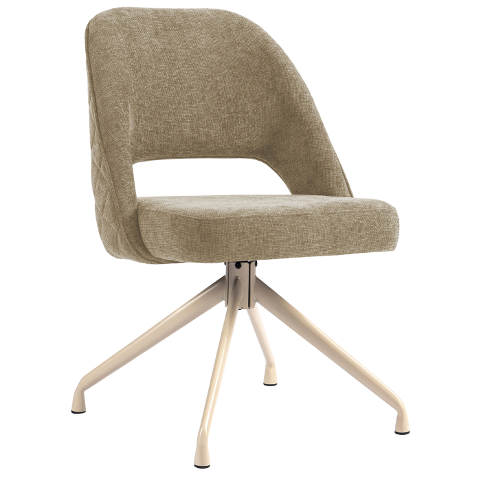 Eliana | Hotel Stuhl | Taupe | Stoff/Textil | Drehfuß | Gestell Weiß