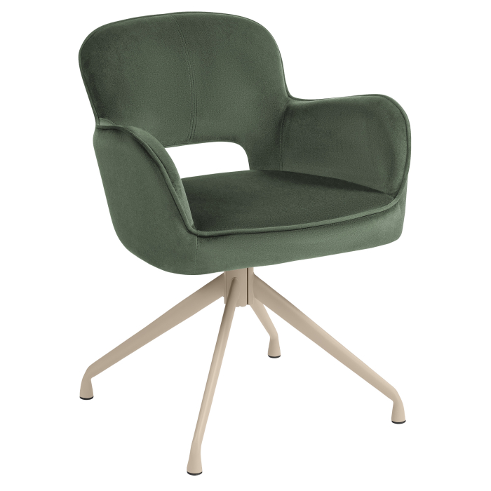 ELIF | Hotellstol | Sammet | Grön | Vridbar bas