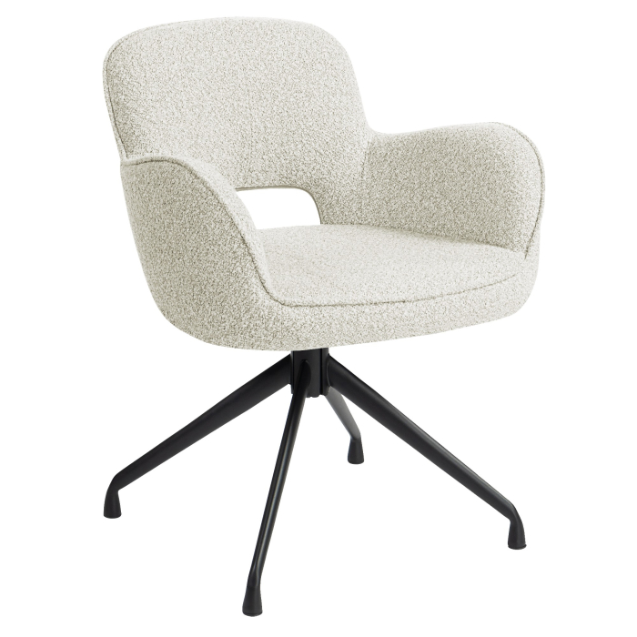 ELIF | Hotel Stuhl | Teddystoff | Creme | Drehfuß