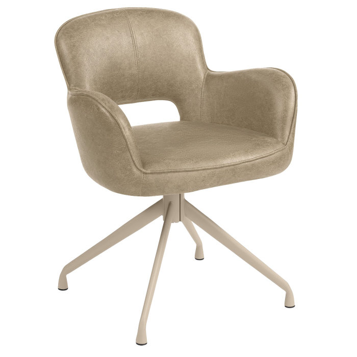 ELIF | Hotellstol | Skinn | Beige | Svingbar base