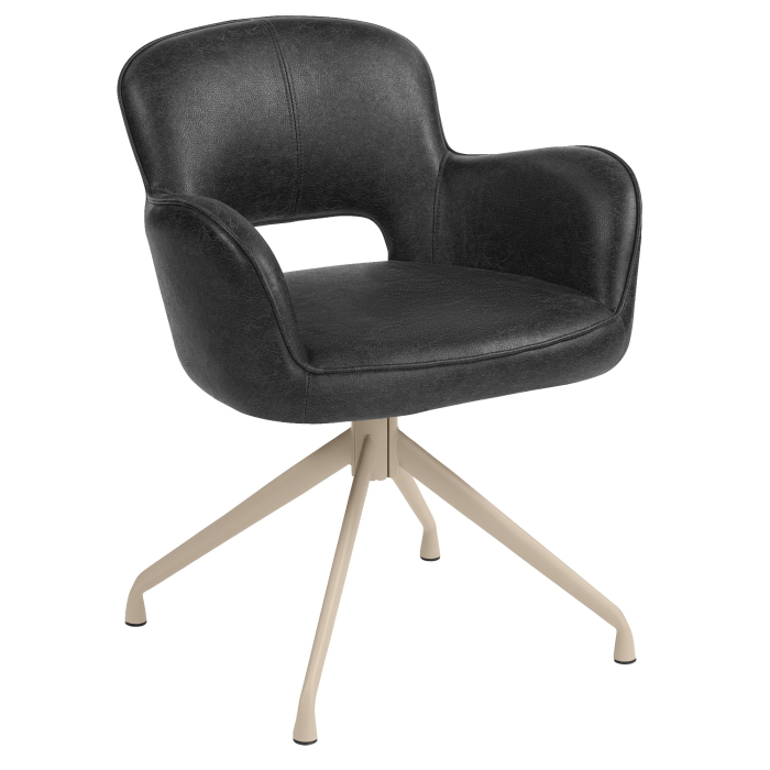 ELIF | Hotelstol | Læder | Sort | Drejebase