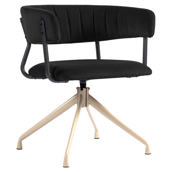 Elin | Hotelstoel | Zwart | Fluweel | Draaivoet | Wit frame